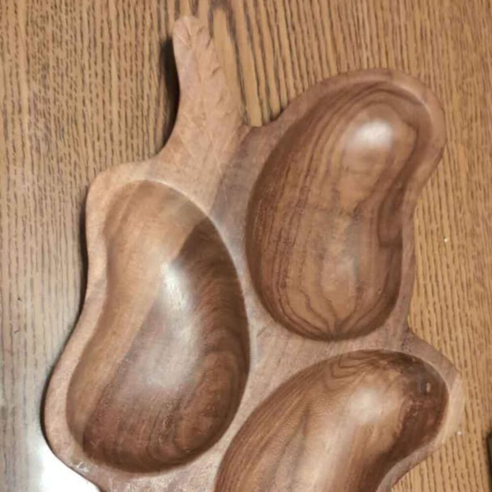 Vintage Wooden Leaf Shaped Server